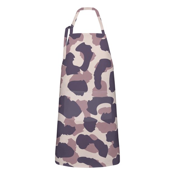 Pink and Purple Of Leopard Print Apron-Garden Aprons for Women with Pockets-Cotton Linen Waterproof Kitchen Cooking Gardening Aprons Adjustable for Kitchen,Cooking,BBQ and Salon 33x27 Inch