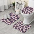 thumbnail image 1 of Pink and Purple Of Leopard Print Bathroom Rugs Sets 3 Piece,Toilet Cover Set,Absorbent Non Slip Bathroom Mats Sets with U-Shaped Contour Rug Toilet Rug Set, 1 of 5