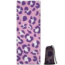 Pink and Purple Of Leopard Print Hot Yoga Mat Towel Non Slip for Hot Yoga - Quick-Drying Yoga Mat Cover with 4 Corner Pockets with Travel Bag - Hot Yoga Towel Non Slip 70"x26"