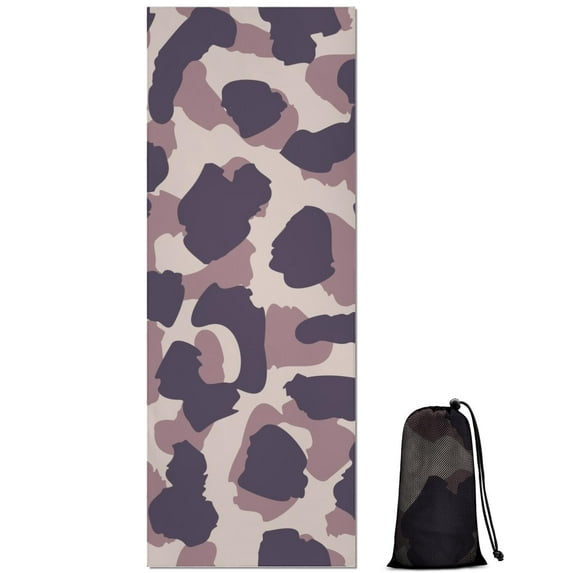 Pink and Purple Of Leopard Print Hot Yoga Mat Towel Non Slip for Hot Yoga - Quick-Drying Yoga Mat Cover with 4 Corner Pockets with Travel Bag - Hot Yoga Towel Non Slip 74"x26"