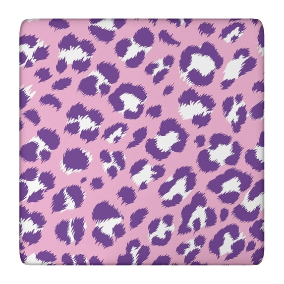 Pink and Purple Of Leopard Print Square Fitted Tablecloth with Elastic Edge,Square Table Cover,Washable Elastic Table Cover for Home Kitchen Party Decor 36"x36"