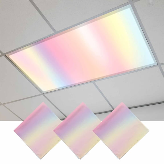 Pink Purple Magnetic Fluorescent Light Covers for Ceiling Lights 2x4Ft,Modern Colorful Ombre Abstract Tie Dye Art Office Classroom Kitchen Drop Ceiling Light Covers Filters Shade Panel 3Packs