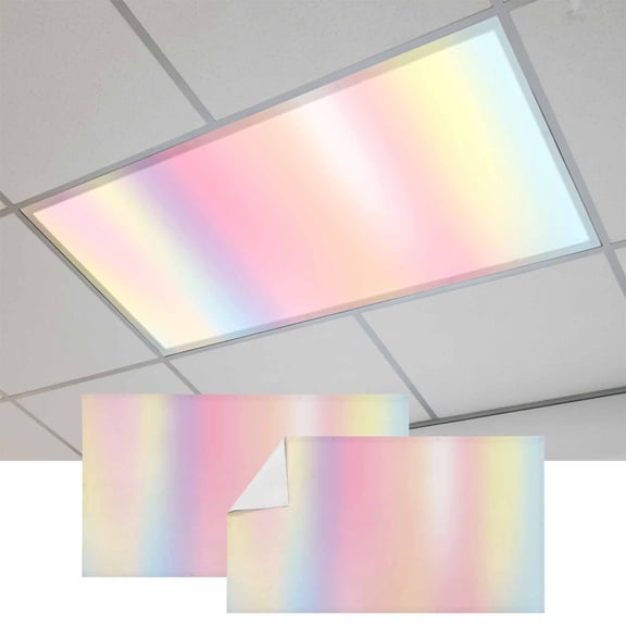 Pink Purple Magnetic Fluorescent Light Covers for Ceiling Lights 2x4Ft,Modern Colorful Ombre Abstract Tie Dye Art Office Classroom Kitchen Drop Ceiling Light Covers Filters Shade Panel 2Packs