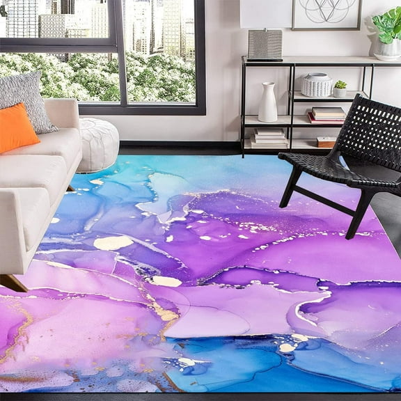 Pink Purple Marble Abstract Area Rug for Living Room Vintage Farmhouse Entryway Carpet Non-Skid Washable Dining Kitchen Table Runner Rug Bedroom Home Floor Decor Foyer Indoor Rugs 2'x3'