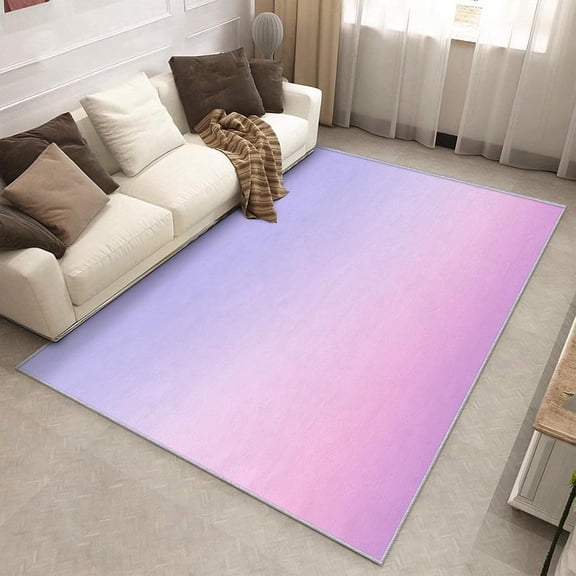 Pink Purple Ombre Area Rug, Pastel Gradient Fade Design Indoor Carpet, Washable Non Slip Low Pile Soft Thin Rug for Living Room Bedroom Home Decor Mat 2x3ft