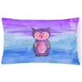thumbnail image 1 of Pink & Purple Owl Watercolor Canvas Fabric Decorative Pillow, 1 of 1