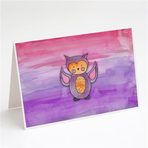 Pink & Purple Owl Watercolor Greeting Cards & Envelopes - Pack of 8
