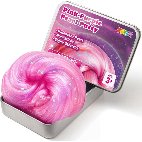 Joyfy 4.2oz Pink-Purple Pearl Putty, Non-Sticky Sensory Slime, Fidget Toy for Kids and Adults, Stress Relief Gift, Water-Based Stretch Putty