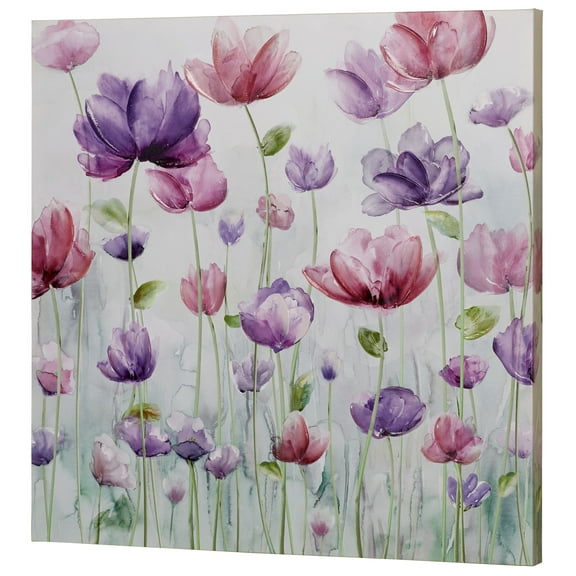 Pink/Purple Pretty Petals Floral Flower Nature Canvas Wall Art 32 Inches Square
