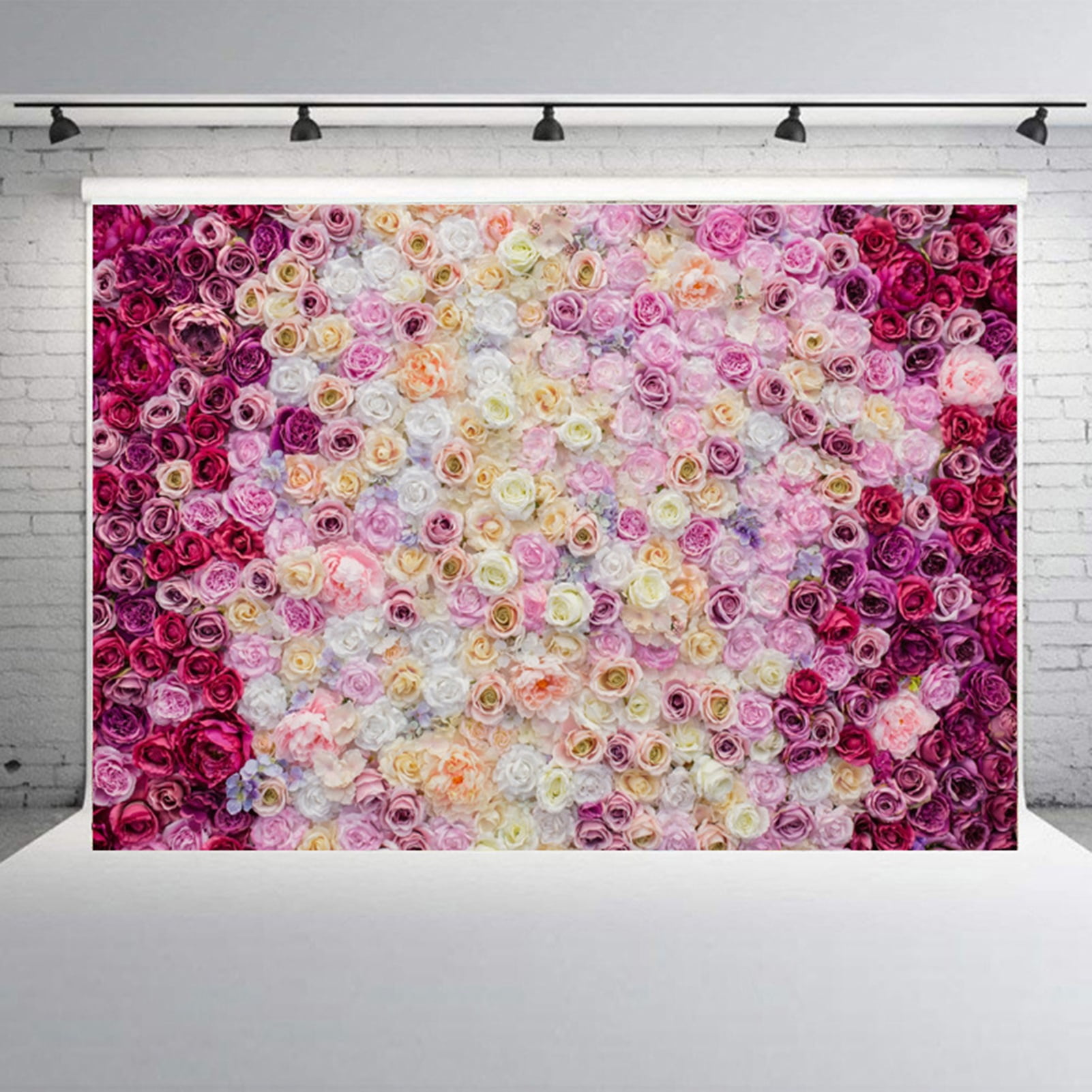 Backdrop Rosa Pink Purple Rose Flowers Wall 3D Photography Backdrop Flowers Weeding ...