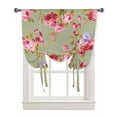 thumbnail image 1 of Pink Purple Spring Floral Tie Up Curtains for Kitchen Bathroom Bedroom Windows 63 Inch Length, Sage Green Vintage Summer Botanical Balloon Drape Curtains Shade Rod Pocket Curtain Panel, 46"x63", 1 of 7