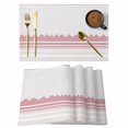 thumbnail image 1 of Pink Purple Striped Placemats Set of 8, Abstract Modern Geometric Stripes Placemats for Dining Table, Place Mats for Kitchen Tabletop, Waterproof Wipeable Dining Table Mats Set, 1 of 9