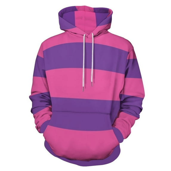 Pink Purple Stripes Men's Women Vintage 3D Hooded Sweatshirt - All-Season Loose Fit Streetwear