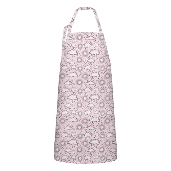 Pink Purple Sun Cloud Pattern Apron-Garden Aprons for Women with Pockets-Cotton Linen Waterproof Kitchen Cooking Gardening Aprons Adjustable for Kitchen,Cooking,BBQ and Salon 33x27 Inch