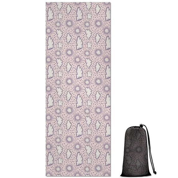 Pink Purple Sun Cloud Pattern Hot Yoga Mat Towel Non Slip for Hot Yoga - Quick-Drying Yoga Mat Cover with 4 Corner Pockets with Travel Bag - Hot Yoga Towel Non Slip 70"x26"
