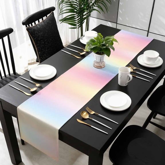 Pink Purple Table Runner 36 Inches Small - Modern Colorful Ombre Abstract Tie Dye Art Kitchen Dining Burlap Linen Tablerunner for Small/Round/Square/Wedding/Coffee/Dining Table Party Décor 13 x 36