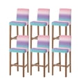 thumbnail image 1 of Pink Purple Teal Ombre Cream Bar Stool Covers Set of 6, Modern Abstract Art Aesthetics Stretch Bar Chair Covers with Backs, Removable Pub Counter Height Chair Cover for Kitchen Dining Room Cafe, 1 of 7