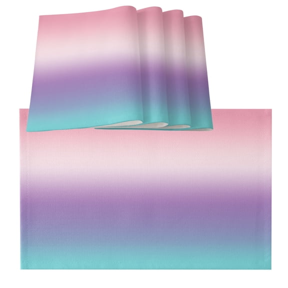 Pink Purple Teal Ombre Cream Placemats for Dinning Table Set of 4,Modern Abstract Art Aesthetics Burlap Kitchen Place Mats Waterproof Cloth Table Mats,Indoor Outdoor Placemats Dinner Decor