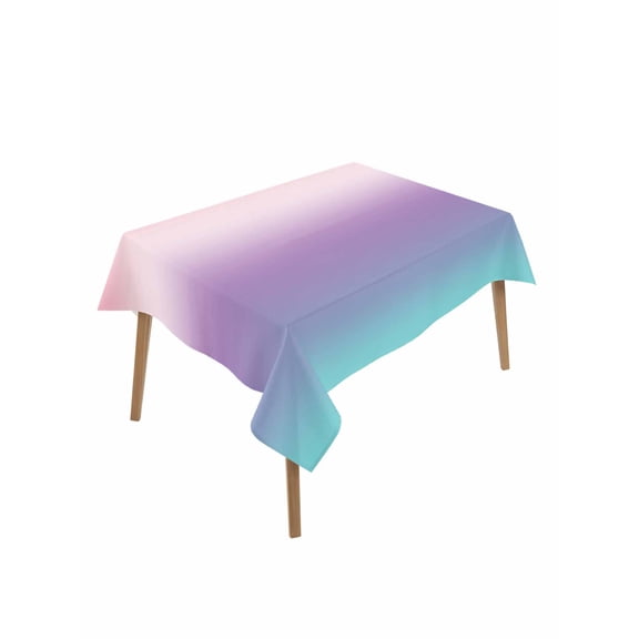 Pink Purple Teal Ombre Cream Rectangle Tablecloth, Modern Abstract Art Aesthetics Waterproof & StainResistant Tablecloth, Oil-proof Table Cover for Dining/Party/Wedding/Camping/Buffet 52x70 In