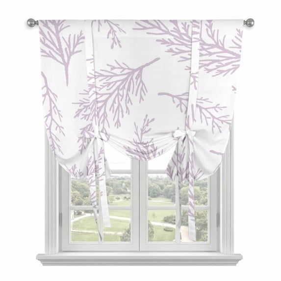 Pink Purple Tree Branches Balloon Curtains 63 Inch Length for Living Room/Bedroom, Farmhouse Nature Botanical Rod Pocket Privacy Door Curtains Decorative Tie Up Shade for Window 52"x63"