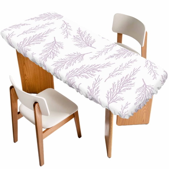 Pink Purple Tree Branches Table Cloths for 8 Foot Rectangle Tables, Farmhouse Nature Botanical Patio Waterproof Elastic Fitted Tablecloths, Washable Rectangular Table Cover for Camping