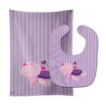thumbnail image 1 of Pink & Purple Turtle Baby Bib & Burp Cloth, 1 of 1