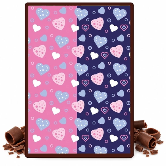 Pink Purple White Heart Pattern Edible Chocolate Transfer Sheet, by TNCT. (1 Count)