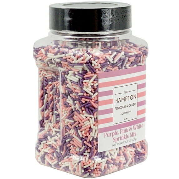 Pink, Purple & White Sprinkles Jimmies 11.28 oz, Sprinkles For Cake Decorating, Cake Sprinkles, Sprinkles For Baking, Ice Cream & More, The Hampton Candy Company
