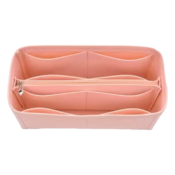 Pink Purse Organizer Insert, Inner Liner Bag with Pockets for Makeup & Phone, Closet Storage Tote