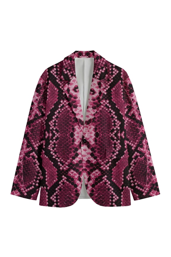 Pink Python Snakeskin Print Men'S Blazer, Snake Fun Novelty Blazer
