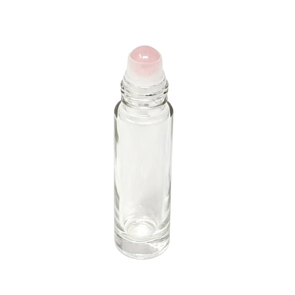 Pink Quartz Roller Ball Bottle 1pc - Semi-Precious Stone Applicator for Essential Oils & Perfumes - Refillable Portability