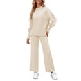 thumbnail image 1 of Pink Queen 2026 Women's 2 Piece Outfits Sweater Sets Knit Pullover Tops And Wide Leg Pants Sets, 1 of 8