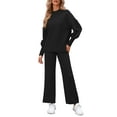 thumbnail image 1 of Pink Queen 2026 Women's 2 Piece Outfits Sweater Sets Knit Pullover Tops And Wide Leg Pants Sets, 1 of 8