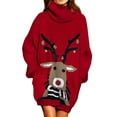 thumbnail image 1 of Pink Queen 2025 Christmas Chunky Knit Turtleneck Sweater Dress with Pockets, 1 of 6
