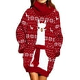 thumbnail image 1 of Pink Queen 2025 Christmas Chunky Knit Turtleneck Sweater Dress with Pockets, 1 of 6