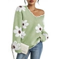 thumbnail image 1 of Pink Queen 2026 Women's OversizedSweaters V Neck Fuzzy Loose Long Sleeve Pullover Jumper Tops S-XL, 1 of 9