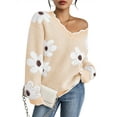 thumbnail image 1 of Pink Queen 2026 Women's OversizedSweaters V Neck Fuzzy Loose Long Sleeve Pullover Jumper Tops S-XL, 1 of 9