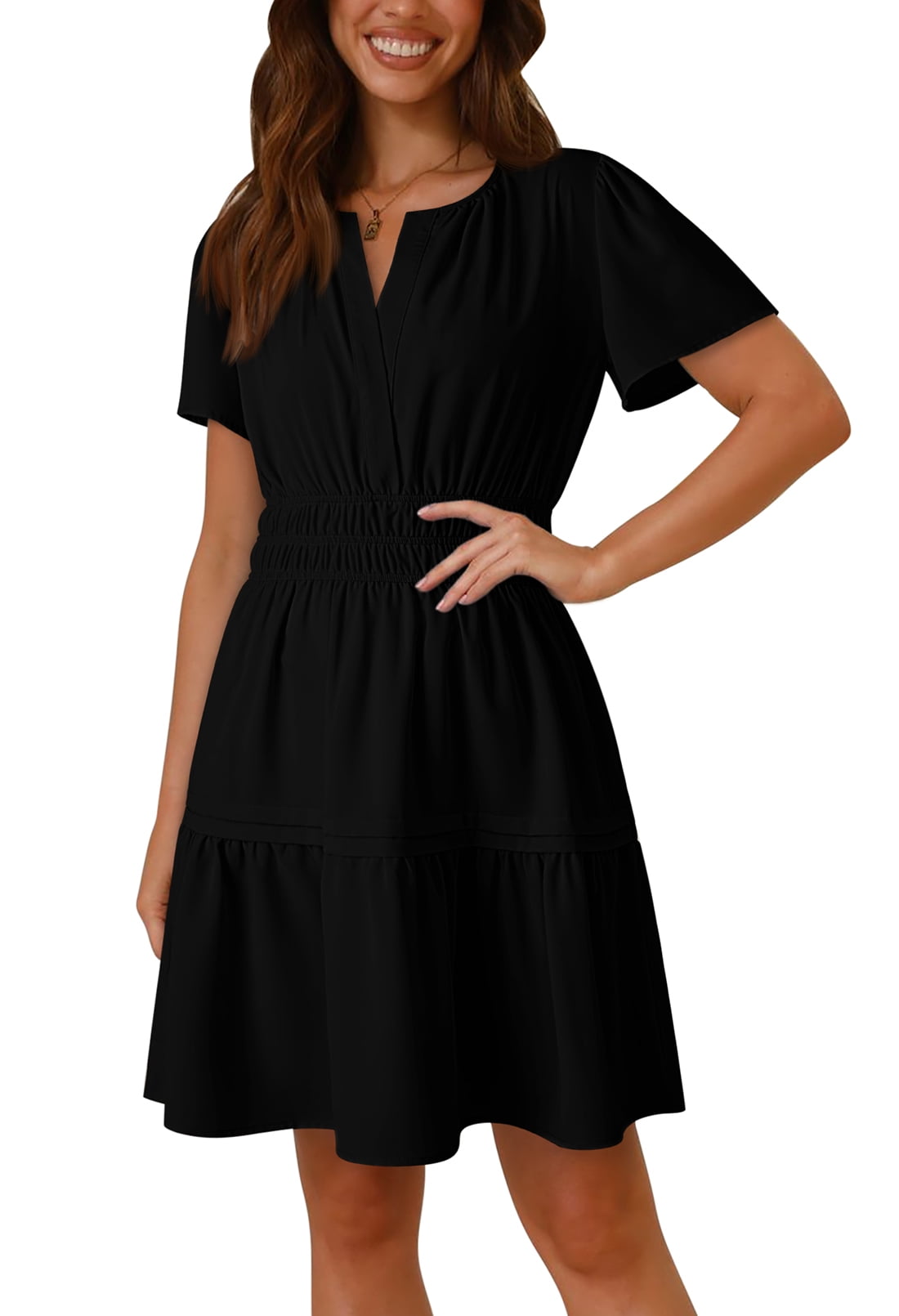 Pink Queen Dresses for Women 2025 Summer Short Sleeve V Neck Casual