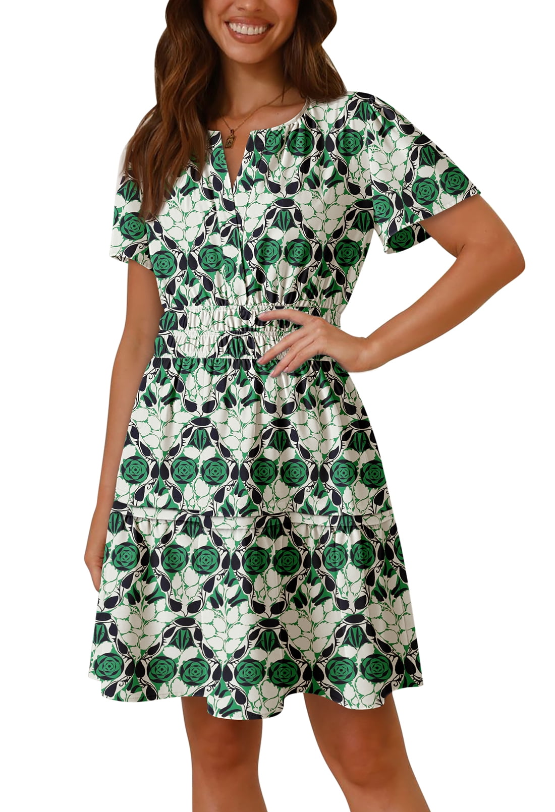 Pink Queen Dresses for Women 2025 Summer Short Sleeve V Neck Casual