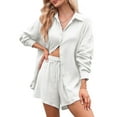 thumbnail image 1 of Pink Queen 2026 Spring 2 Piece Womens Outfit Sets Long Sleeve Shorts Lounge Sets Pajamas Sets Summer, 1 of 8