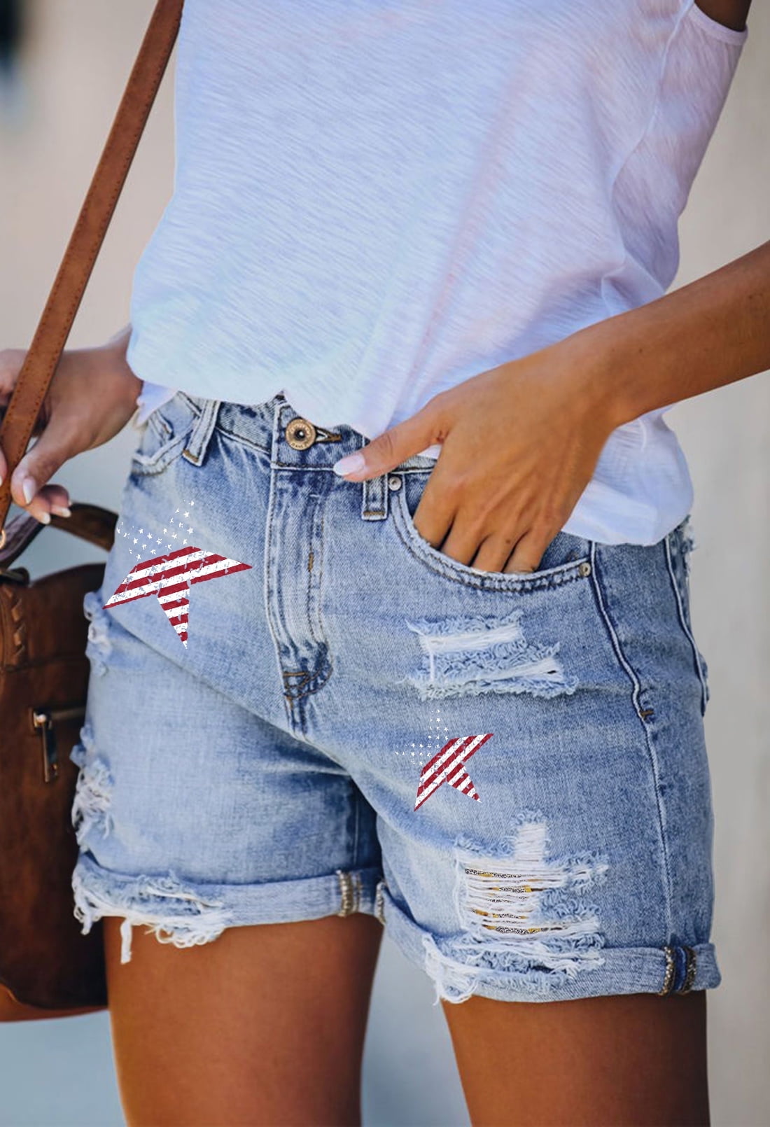 High Waist Pink Distressed Hem Denim Shorts- DEAL OF THE DAY