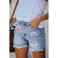 Pink Queen Women Summer Denim Shorts Mid Rise Ripped Faryed Hem