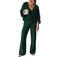 thumbnail image 1 of Pink Queen Women's 2 Piece Outfits Casual V Neck Knit Wide Leg Sweater Lounge Set Sweatsuit, 1 of 4