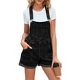 thumbnail image 1 of Pink Queen Women's Denim Classic Adjustable Straps Cuffed Hem Bib Overalls Shortalls S-2XL, 1 of 7