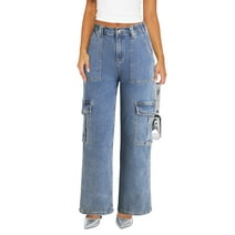 Hlsohjp Women's Loose Light Blue High Waisted Jeans Street Bottoms 