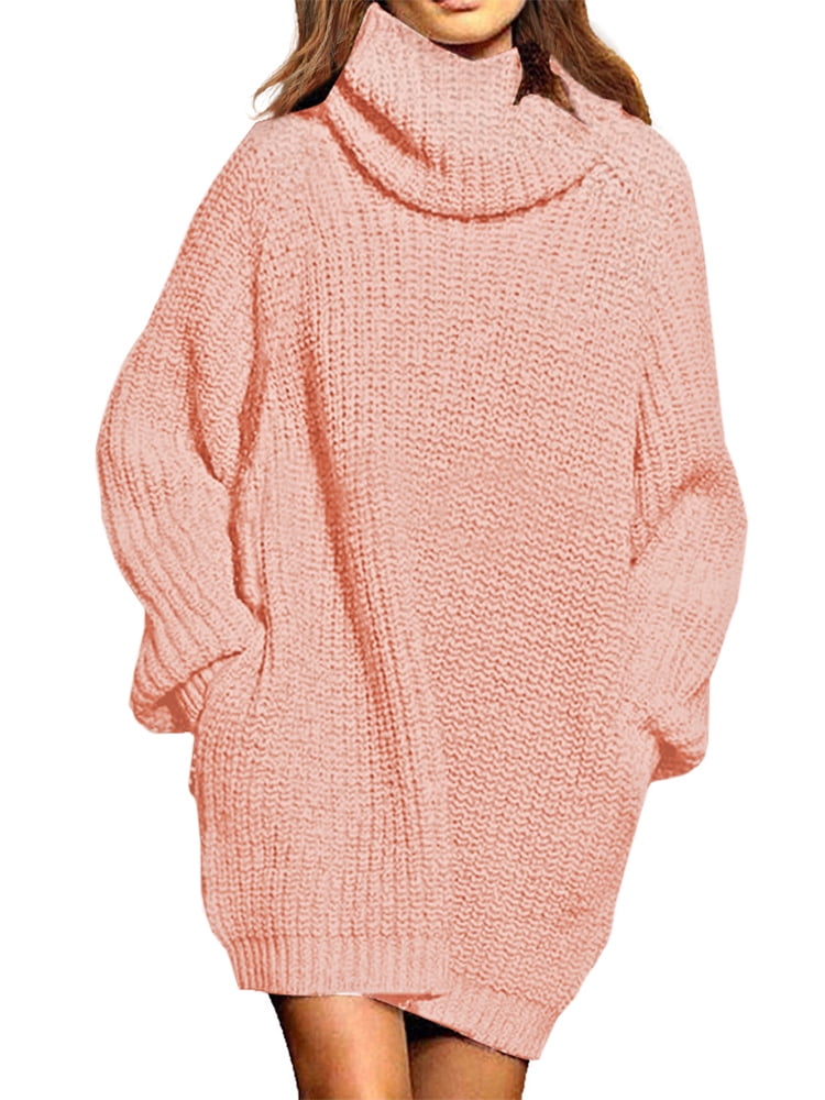 oversized pink sweater dress