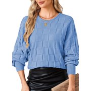 Pink Queen Women's Sweaters Winter 2026 Crewneck Pullover Long Batwing Sleeve Oversized S-XL