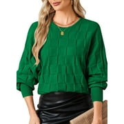 PINK QUEEN Women's Winter 2025 Crewneck Sweaters Pullover Casual Long Batwing Sleeve Oversized