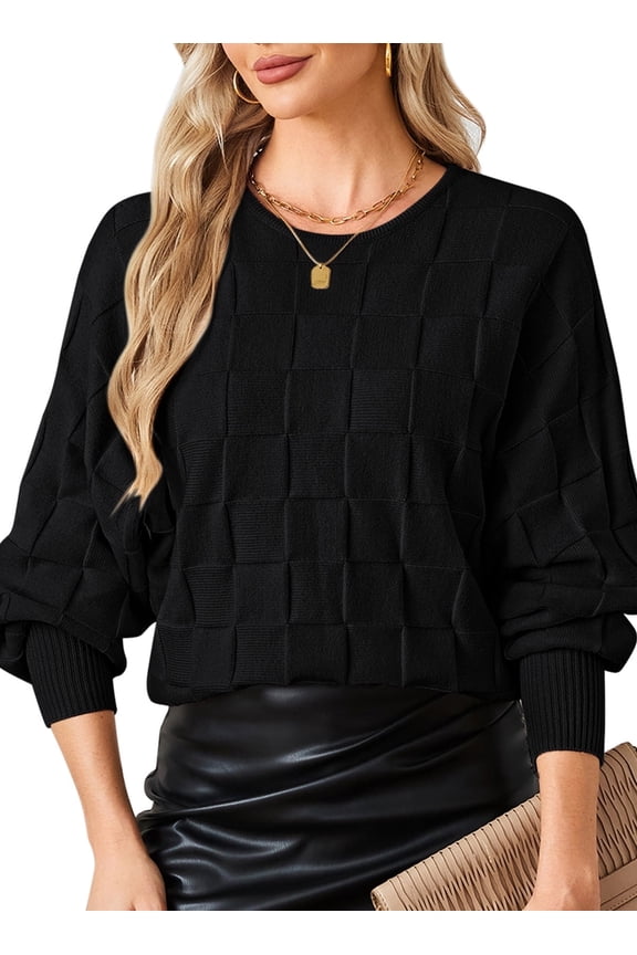 Women's Sweaters Winter 2026 Crewneck Pullover Long Batwing Sleeve Oversized S-XL