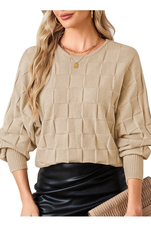 Women's Sweaters Winter 2026 Crewneck Pullover Long Batwing Sleeve Oversized S-XL